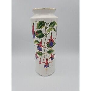 Vintage Japanese Flower Vase Fuchsias Trimmed in Gold Mount Clemens Pottery